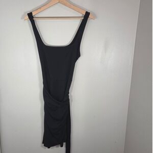 Aritzia Wilfred Saturn Mini Dress Women's L Black Wrap Side Tie